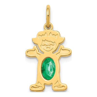 14K Yellow Gold Emerald Girl May Charm