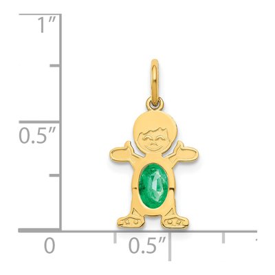 14K Yellow Gold Emerald Boy Charm – view 4