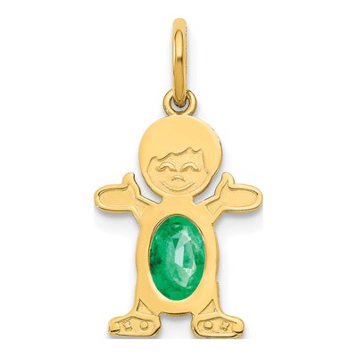 14K Yellow Gold Emerald Boy Charm
