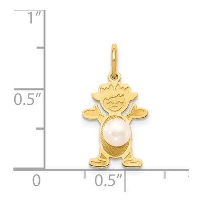14K Yellow Gold Freshwater Cultured Pearl Girl Charm – view 4