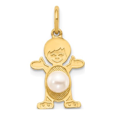 14K Yellow Gold Freshwater Cultured Pearl Boy Charm
