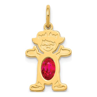 14K Yellow Gold Ruby Girl Charm