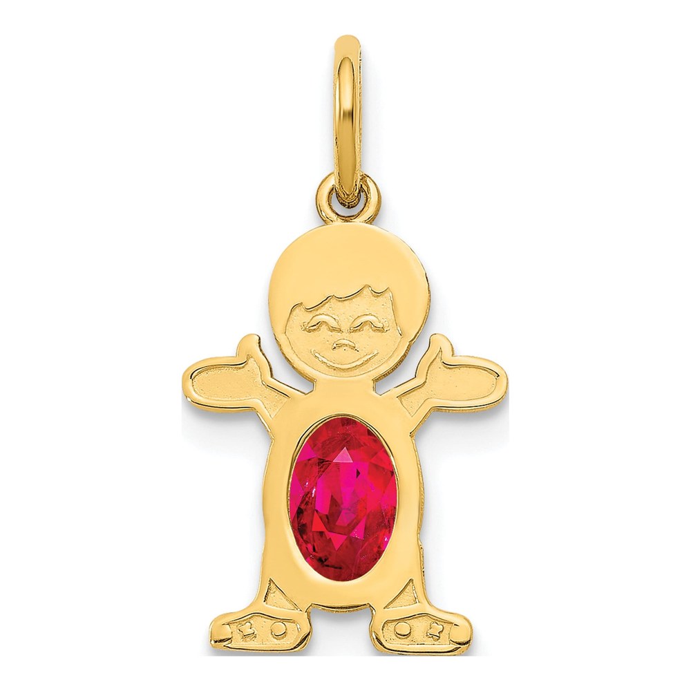 14K Yellow Gold Ruby Boy Charm