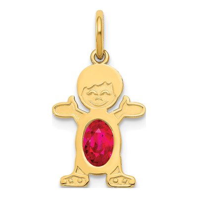 14K Yellow Gold Ruby Boy Charm