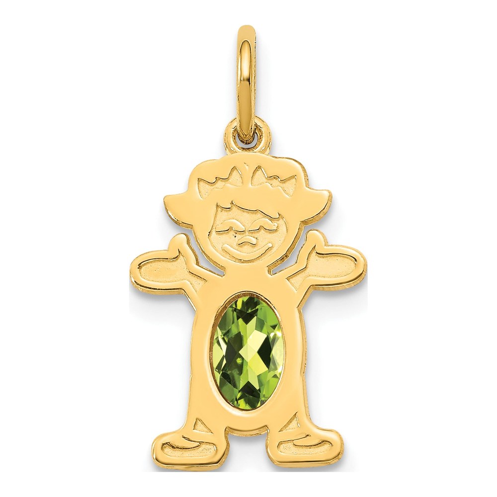 14K Yellow Gold Peridot Girl August Pendant