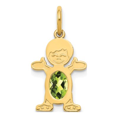 14K Yellow Gold Peridot Boy Charm