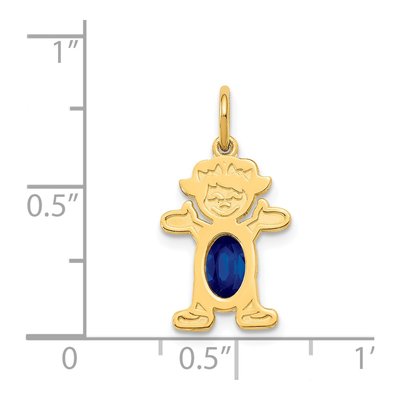 14K Yellow Gold Sapphire Girl September Pendant – view 4
