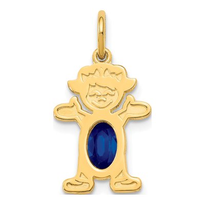 14K Yellow Gold Sapphire Girl September Pendant