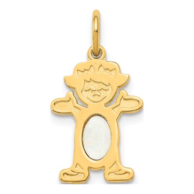 14K Yellow Gold Opal Girl Charm