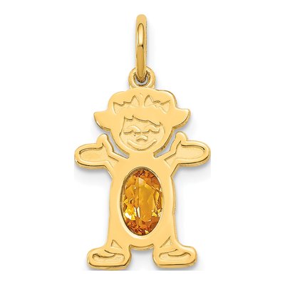 14K Yellow Gold Citrine Girl Charm