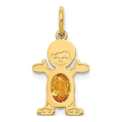 14K Yellow Gold Citrine Boy Charm