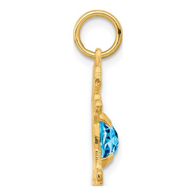14K Yellow Gold Sky Blue Topaz Girl Charm – view 3