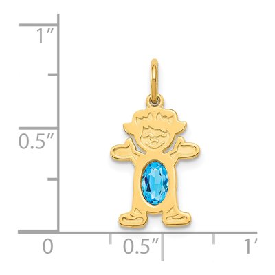 14K Yellow Gold Sky Blue Topaz Girl Charm – view 4