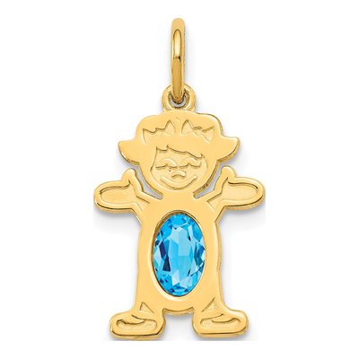 14K Yellow Gold Sky Blue Topaz Girl Charm