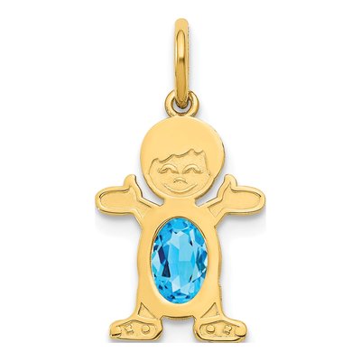 14K Yellow Gold Sky Blue Topaz Boy December Charm