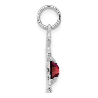 14K White Gold Garnet Girl January Pendant – view 3