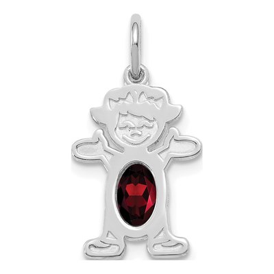 14K White Gold Garnet Girl January Pendant