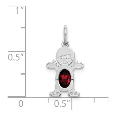 14K White Gold Garnet Boy Pendant – view 4