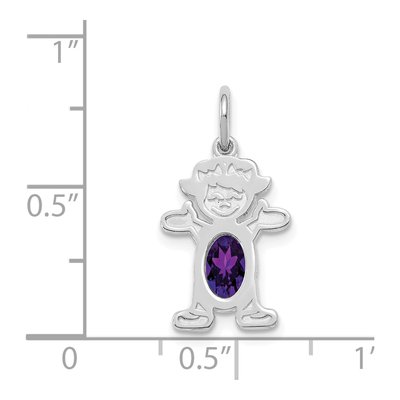 14K White Gold Amethyst Girl Pendant – view 4