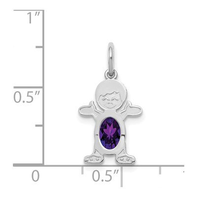 14K White Gold Amethyst Boy Charm – view 3