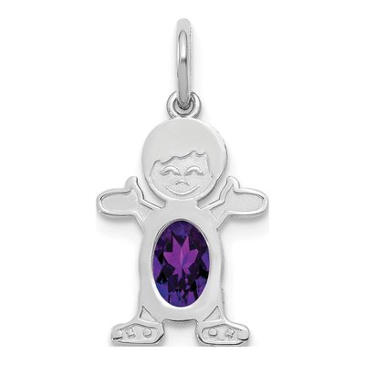 14K White Gold Amethyst Boy Charm