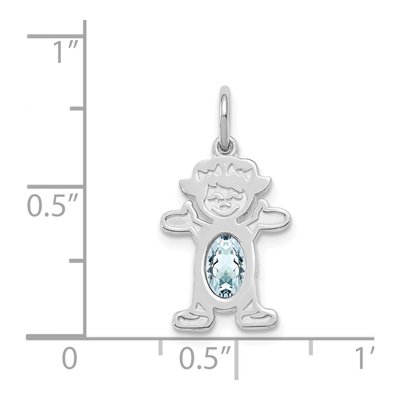 14K White Gold Aquamarine Girl Charm – view 3