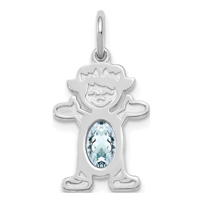 14K White Gold Aquamarine Girl Charm