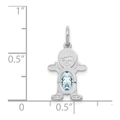 14K White Gold Aquamarine Boy Charm – view 4