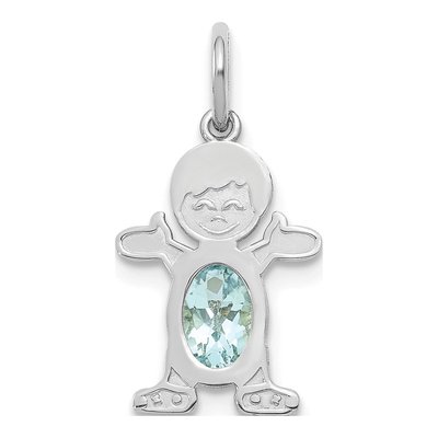 14K White Gold Aquamarine Boy Charm