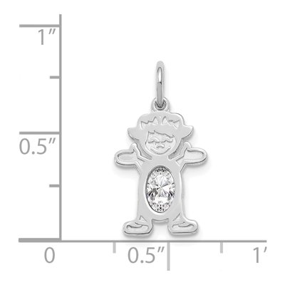14K White Gold White Topaz Girl Charm – view 3
