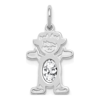 14K White Gold White Topaz Girl Charm