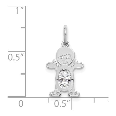 14K White Gold White Topaz Boy Charm – view 3