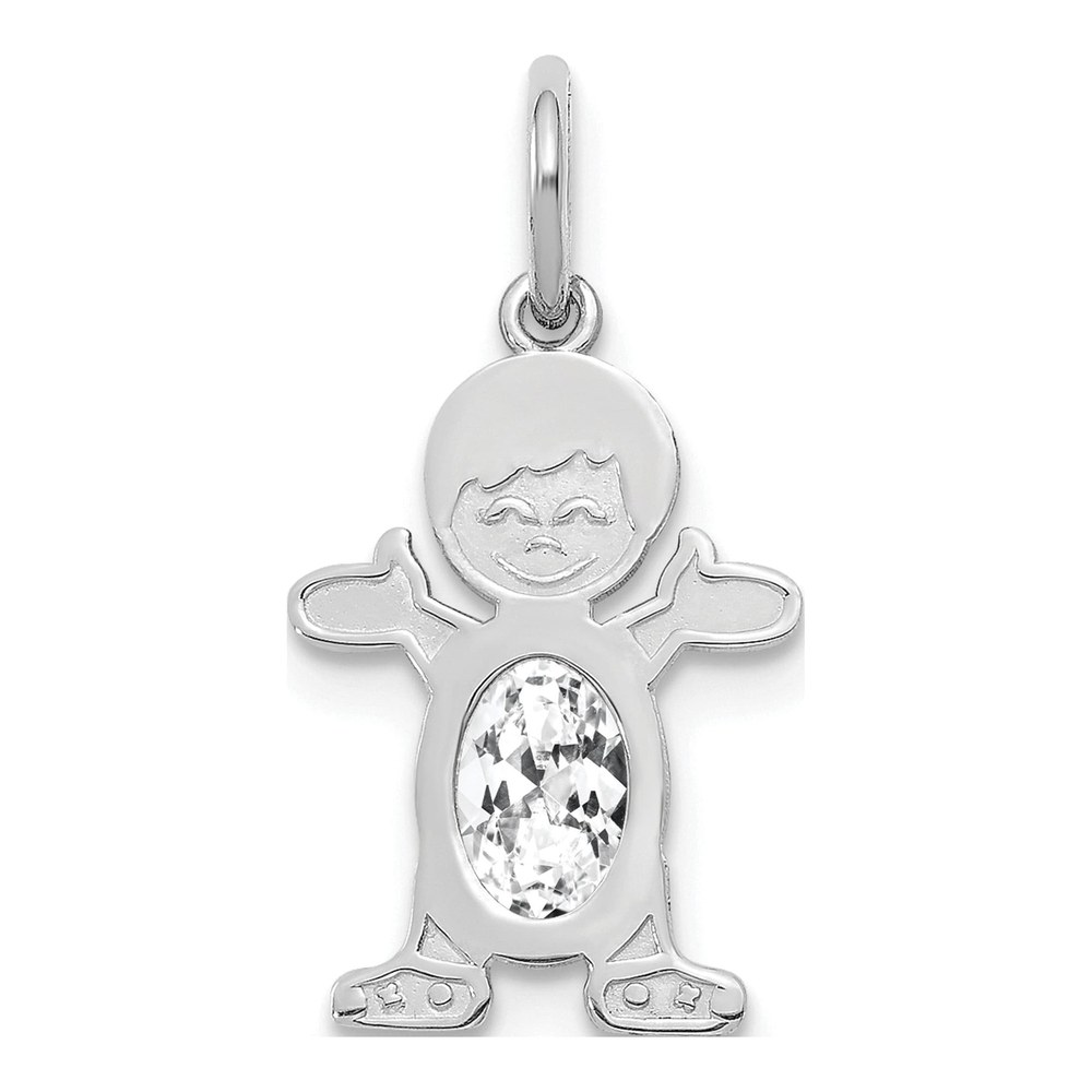 14K White Gold White Topaz Boy Charm