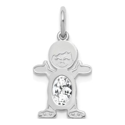 14K White Gold White Topaz Boy Charm