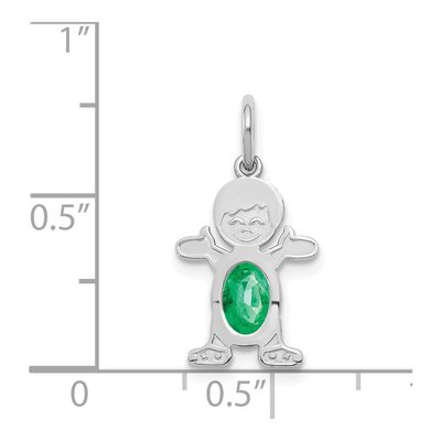 14K White Gold Emerald Boy Charm – view 3