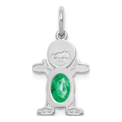 14K White Gold Emerald Boy Charm