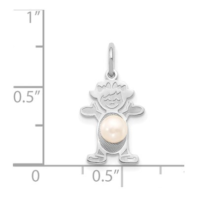 14K White Gold Freshwater Cultured Pearl Girl Charm – view 3