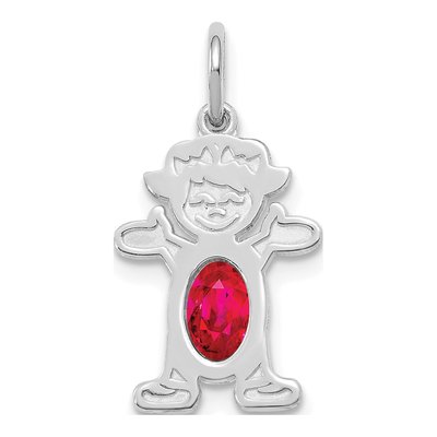 14K White Gold Ruby Girl Charm
