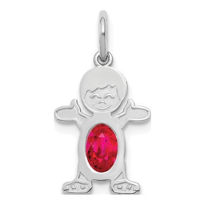 14K White Gold Ruby Boy Charm