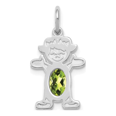 14K White Gold Peridot Girl Charm