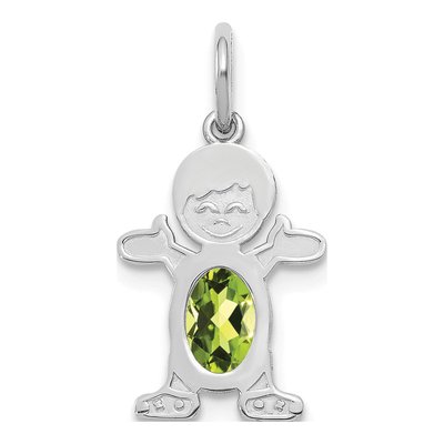 14K White Gold Peridot Boy Pendant