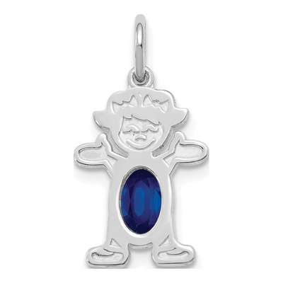 14K White Gold Sapphire Girl Charm