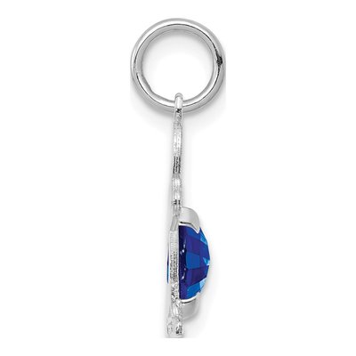 14K White Gold Sapphire Boy September Pendant – view 2