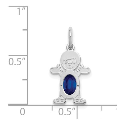14K White Gold Sapphire Boy September Pendant – view 3