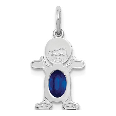 14K White Gold Sapphire Boy September Pendant