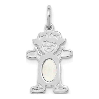 14K White Gold Opal Girl Charm