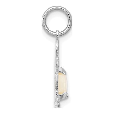 14K White Gold Opal Boy October Pendant – view 2