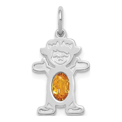 14K White Gold Citrine Girl Charm