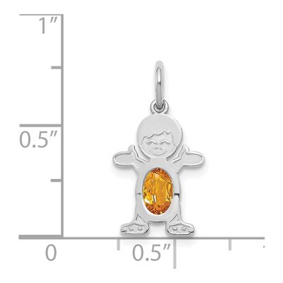 14K White Gold Citrine Boy Pendant – view 3
