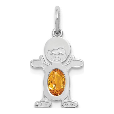 14K White Gold Citrine Boy Pendant